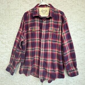 Cabella's Outfitters Series Plaid Flannel Button Up Shirt Sz 2XL Reds Outdoors